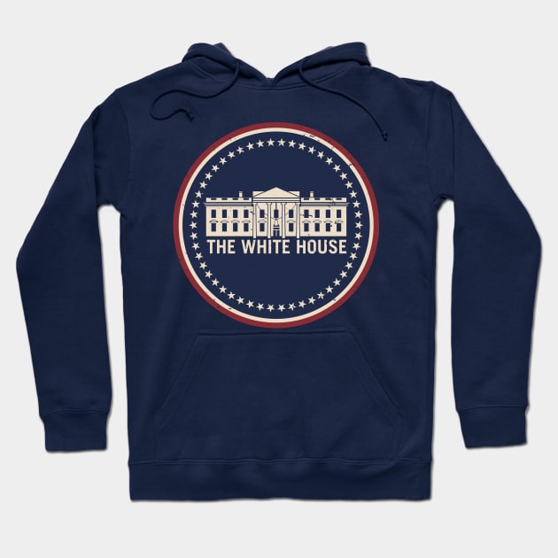 The White House Washington D.C. Vintage Style Logo Hoodie by hobrath